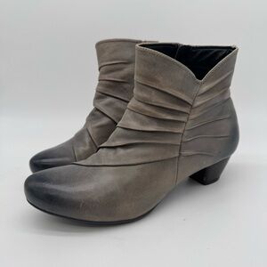 Josef Seibel Beige Leather Pleated Ankle Boots Size 41/US 10-10.5